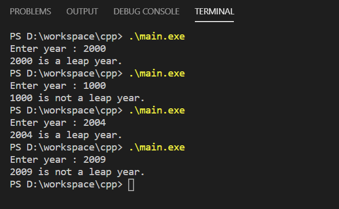 C++ Check Leap Year