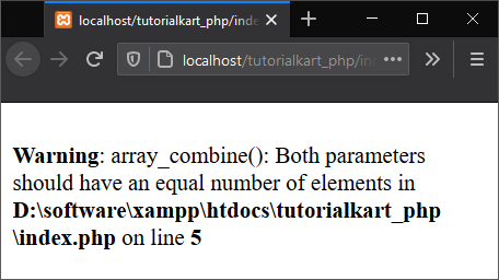 PHP Warning: array_combine(): Both parameters should have an equal number of elements