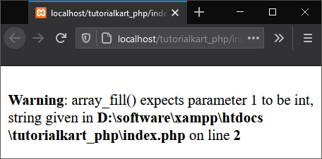 PHP array_fill() - Warning: array_fill() expects parameter 1 to be int