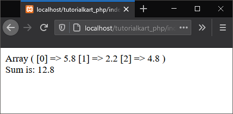 PHP array_sum() - Sum of Floating Point Numbers in Array