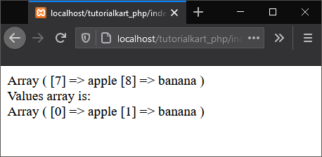 PHP array_values() - Get Values in Indexed Array