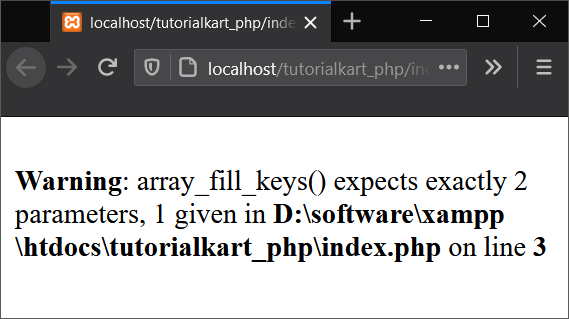 Warning: array_fill_keys() expects exactly 2 parameters