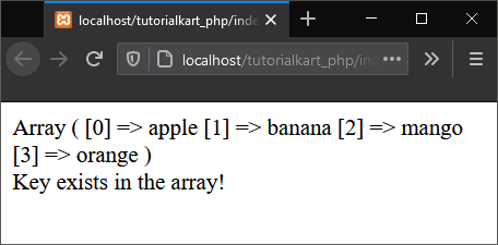 PHP array_key_exists() - Check if key (index) is present in Indexed Array