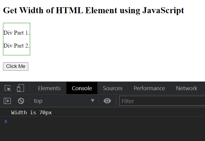 JavaScript - Get Width of an HTML Element in Pixels