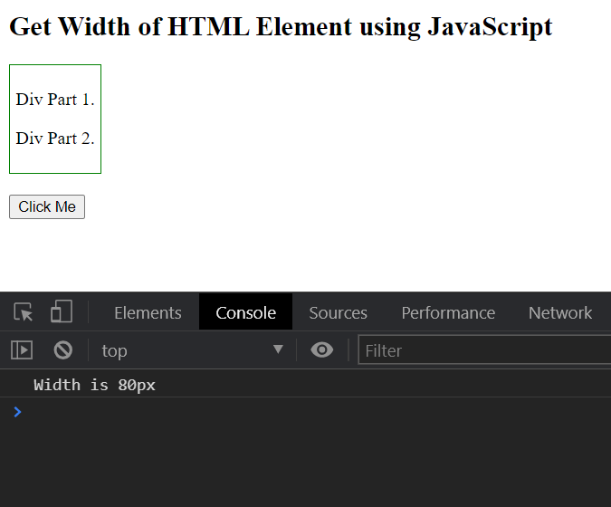 JavaScript - Get Width of an HTML Element in Pixels