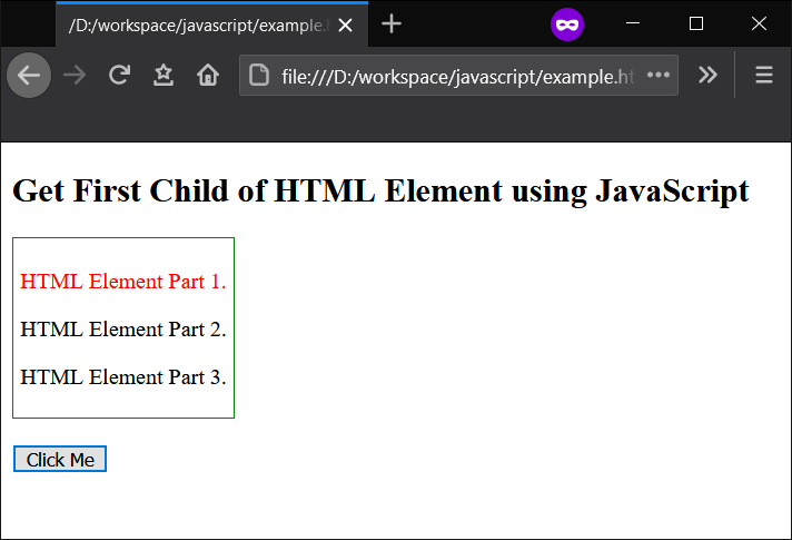 JavaScript - Get First Child of an HTML Element