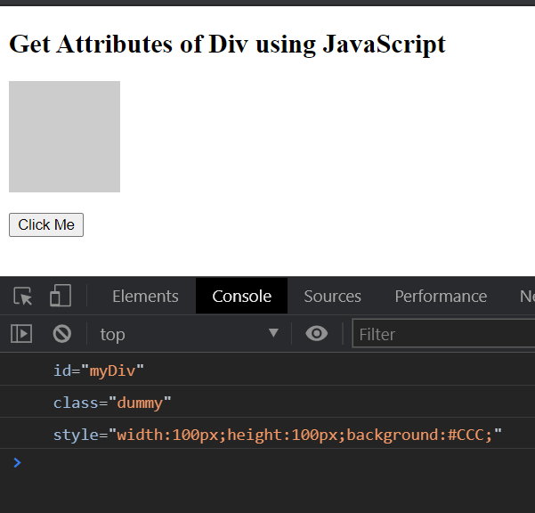 JavaScript - Print Attributes of Div Element