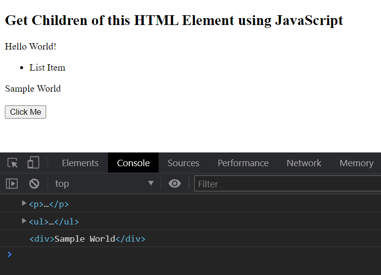 JavaScript - Get Children of an HTML Element