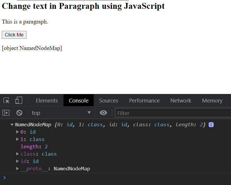 JavaScript - Get Attributes of Paragraph Element
