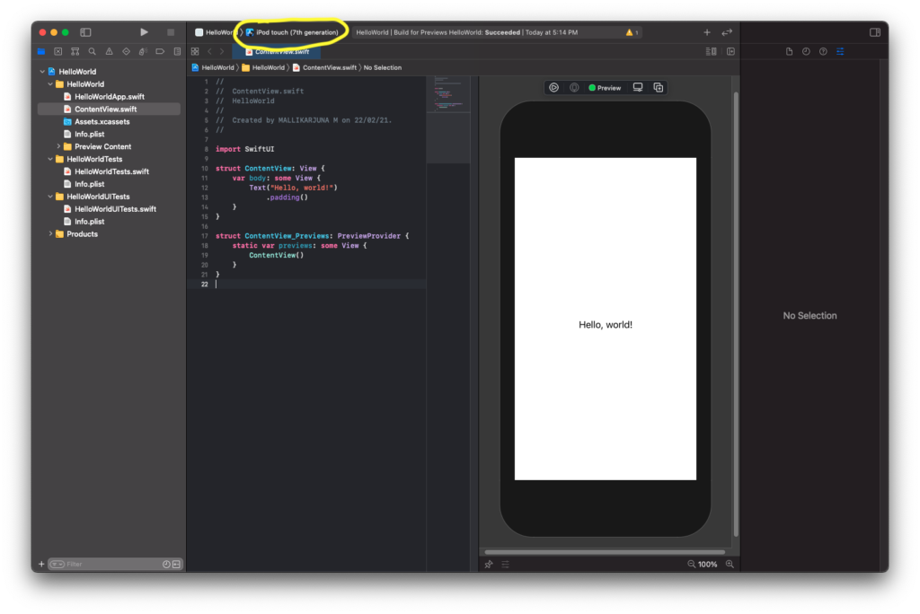 Device for Running SwiftUI Project