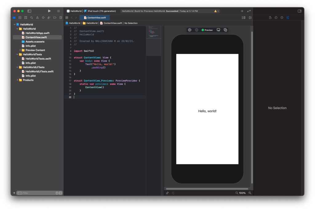 SwiftUI Hello World Project