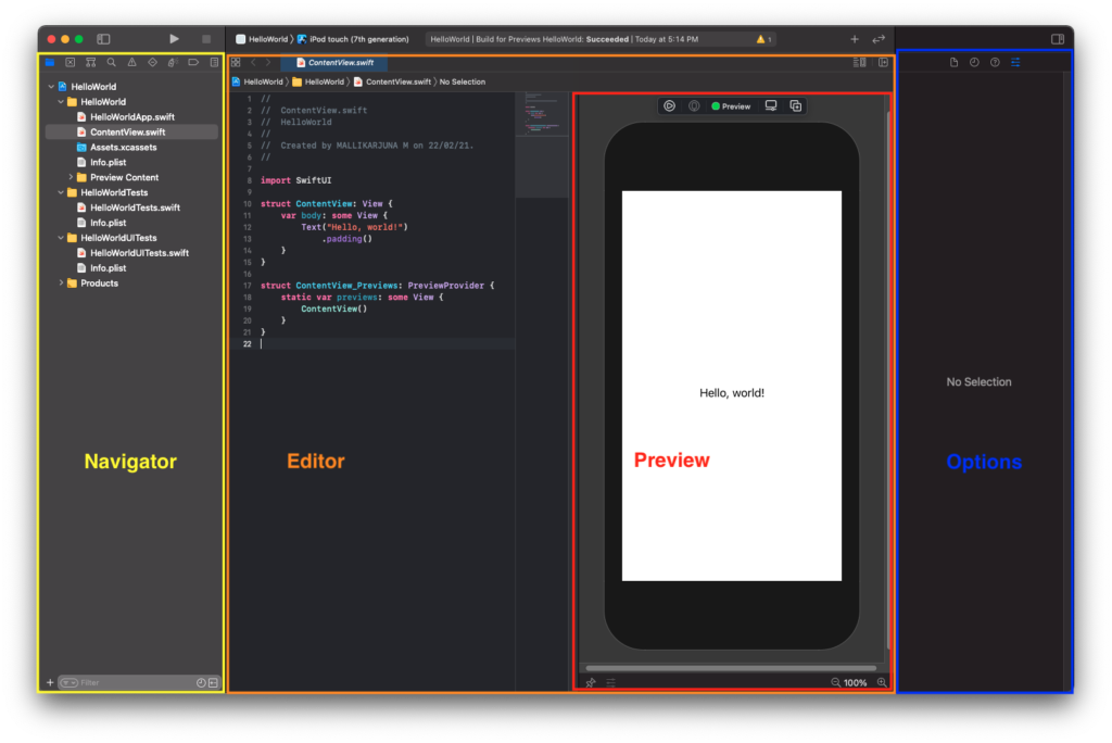 Xcode SwiftUI Project Window