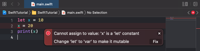 Swift let keyword - try to modify constant in Swift