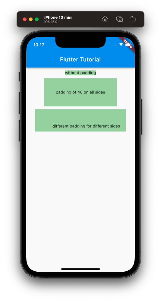 Flutter Container Padding - iPhone