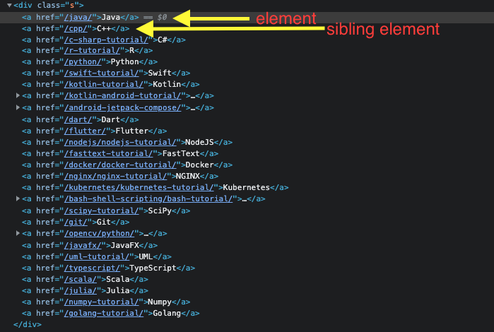 Get Sibling Web Element - Selenium