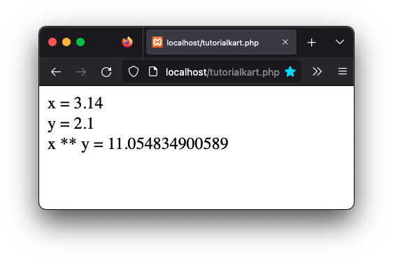 PHP Exponentiation of float, float