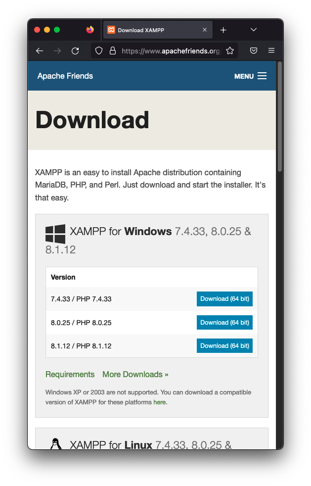 download XAMPP