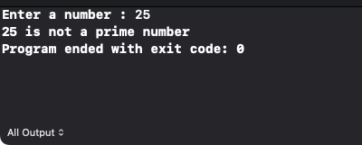 Swift Program - Prime Number - Output when given number is not a prime number