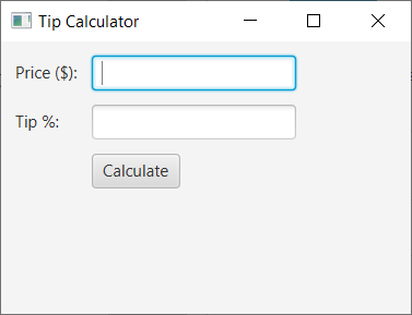 Running the JavaFX Tip Calculator Application