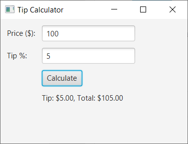 JavaFX Tip Calculator