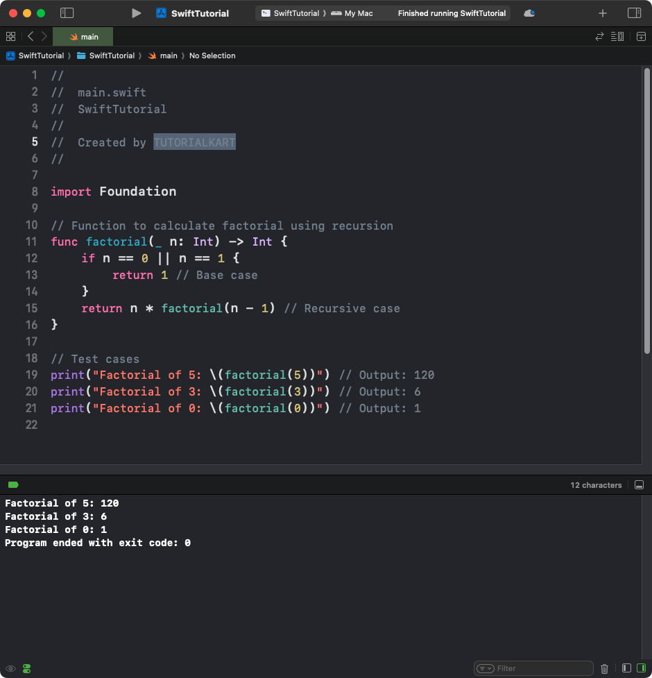 Swift - Calculate Factorial using Recursion