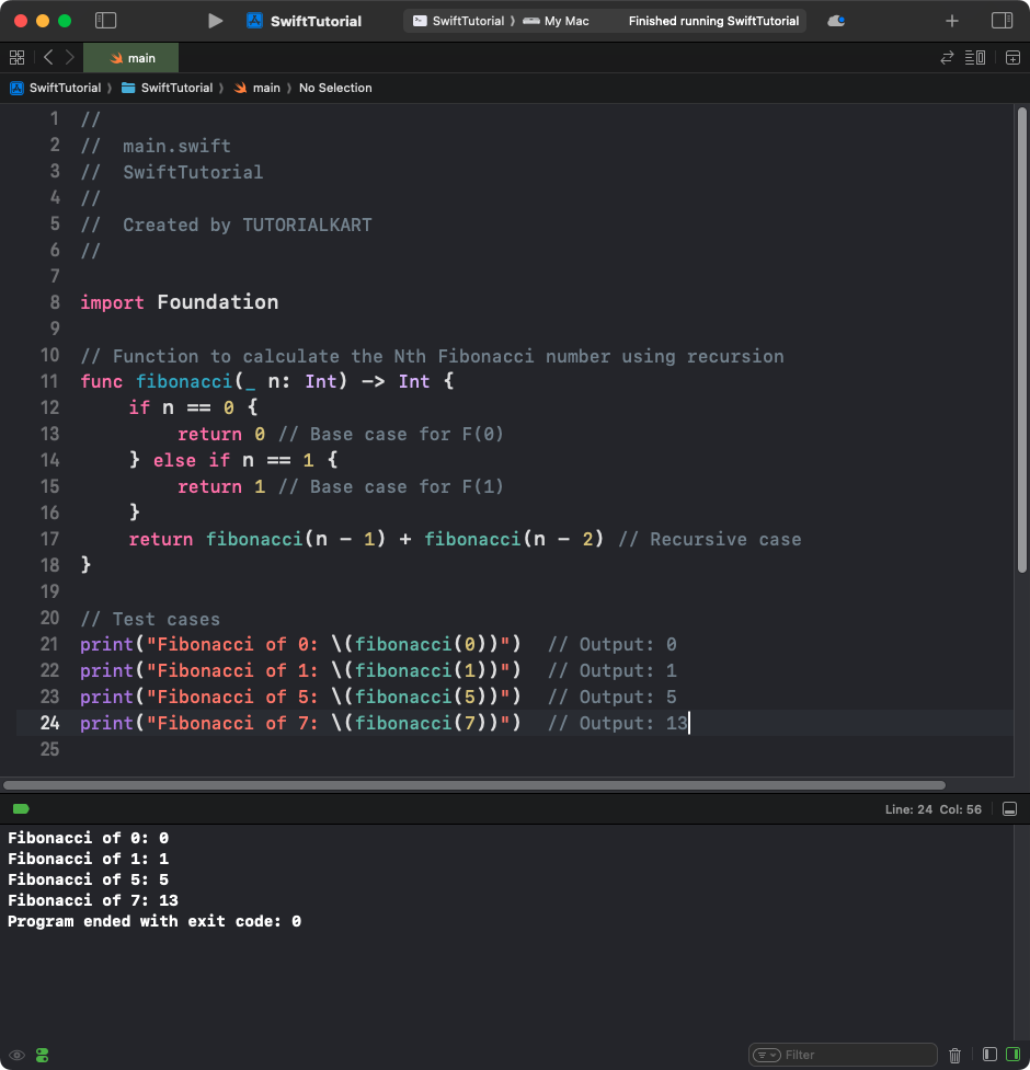 Swift - Generate Nth Fibonacci Number using Recursion