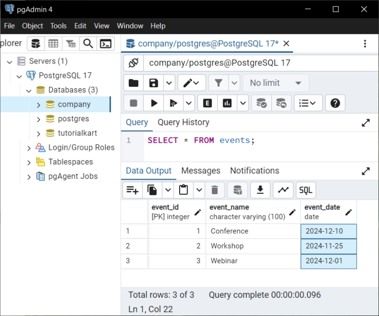 PostgreSQL - Create Table with Date Column - Examples