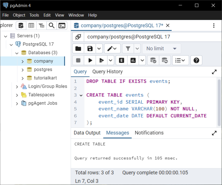 PostgreSQL - Create Table with Date Column - Examples