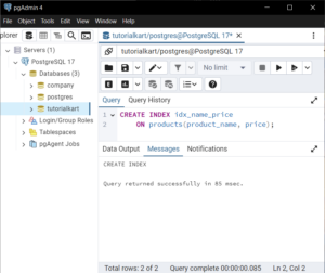 PostgreSQL - Create Table with Index - Examples