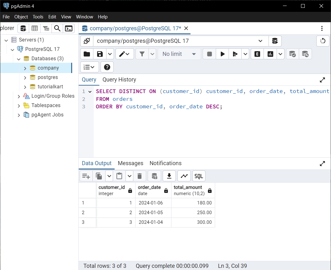 Postgresql select distinct on one column examples