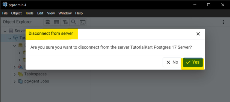 Disconnect Database How to Disconnect from a Database Server in pgAdmin 4? Steps