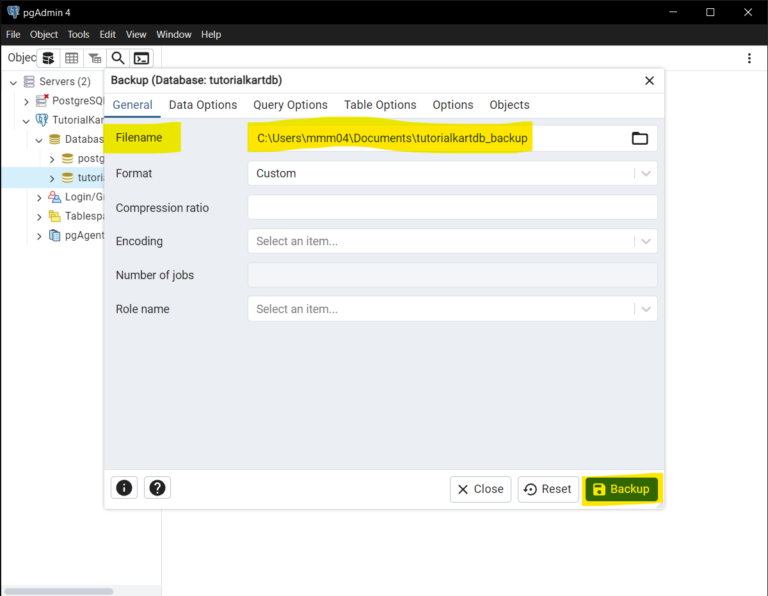 How to Back Up a Database in pgAdmin 4