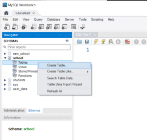 How to CREATE TABLE in MySQL Database