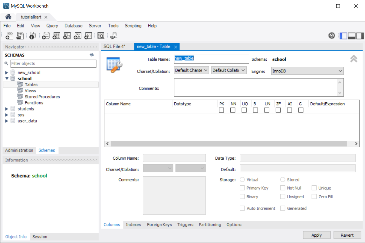 How to CREATE TABLE in MySQL Database