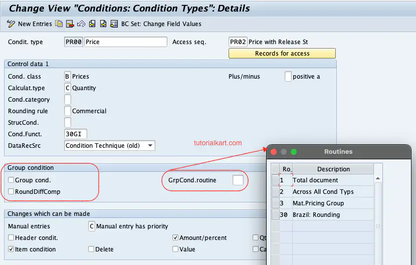 Group condition in sap