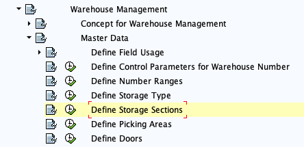 Defining Storage Sections in Warehouse Management