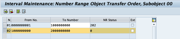 Defining Number Ranges in Warehouse management