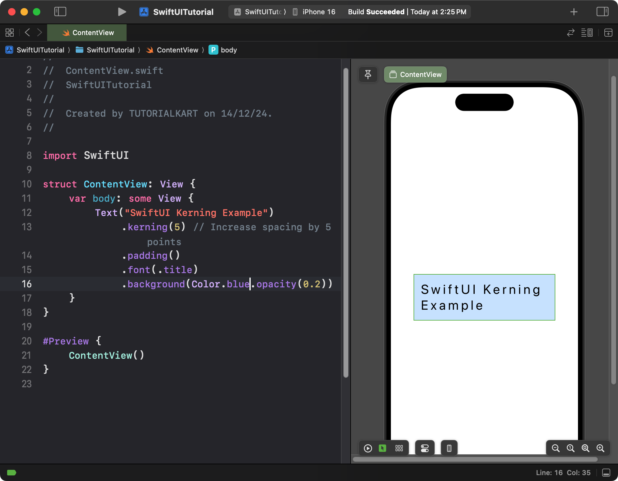 SwiftUI - Text Character Spacing - Examples [3]
