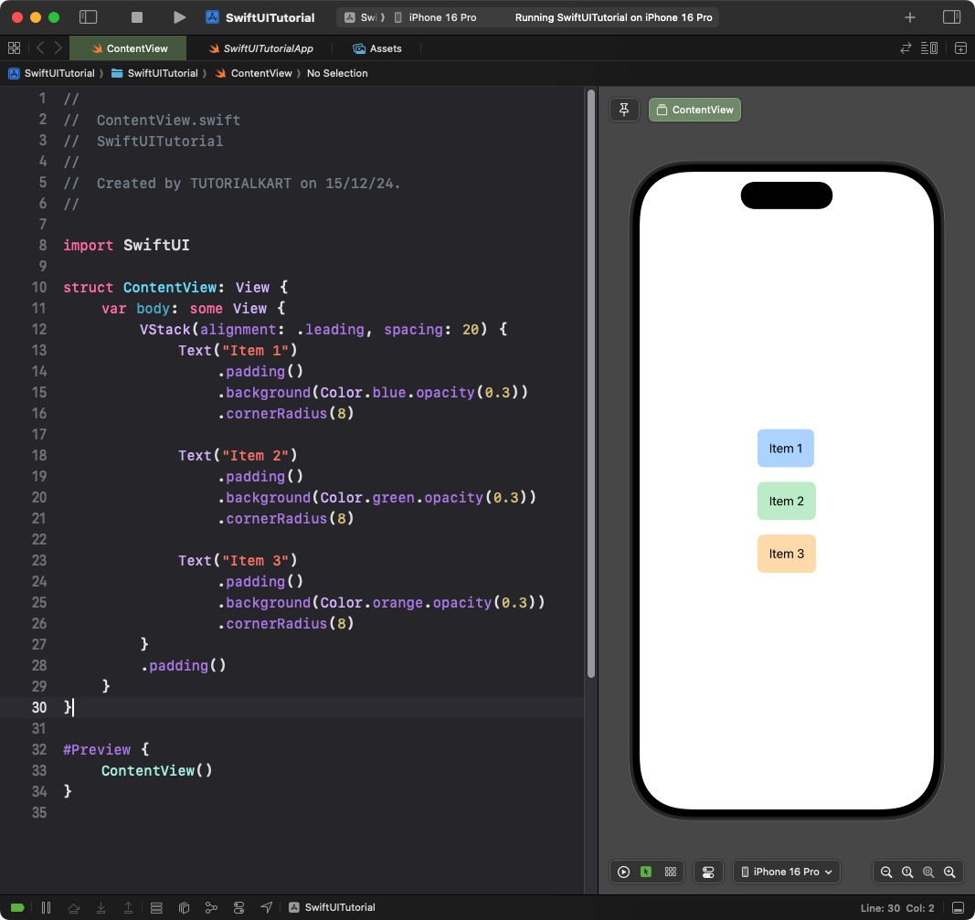 SwiftUI VStack - Syntax and Basic Examples [3]