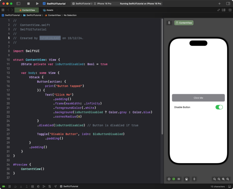 SwiftUI - Button Disabled - Examples [3]