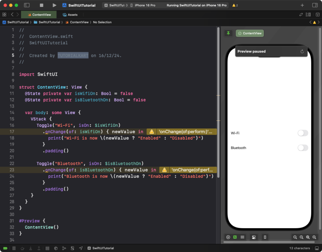 SwiftUI Toggle Action - Examples [3]