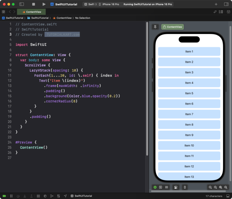 SwiftUI LazyVStack - Syntax and Basic Examples