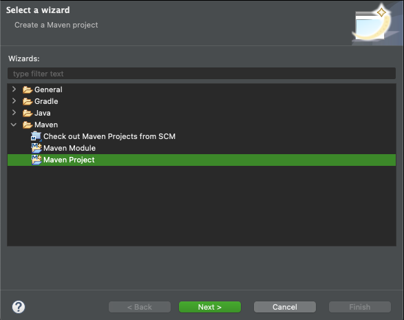 Selecting Maven Project