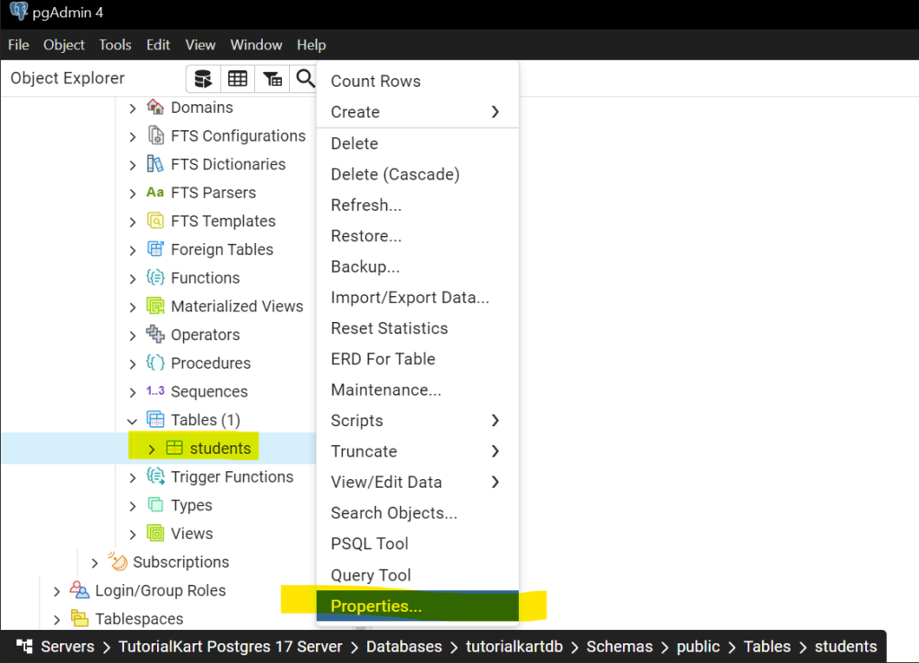 How to Rename a Table in pgAdmin 4