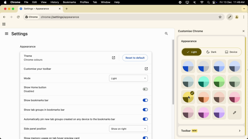 Change Your Chrome Theme: Step 5: Select a Color Theme