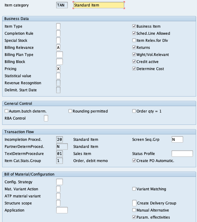 Configuring Item-Level Business Data in SAP