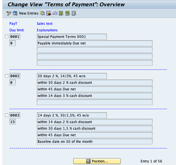 Define Payment Terms in SAP