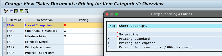 Pricing for Free Goods Item Categories