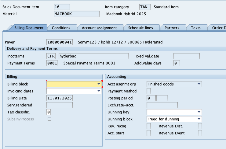 Remove the Billing Block in Sales Order