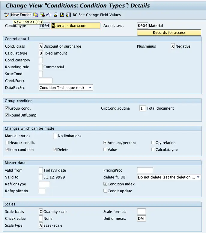 Configuring group conditions in SAP